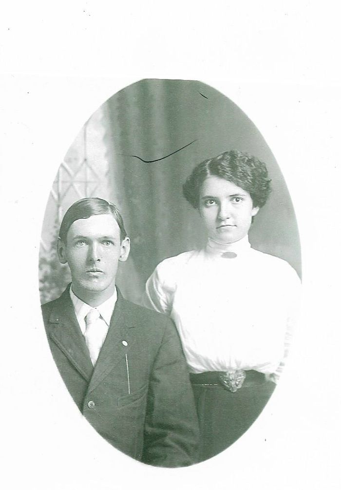 This is Alvin Berry Dopson who was born on June 22, 1890 and Lottie Nail Dopson who was born on March 24, 1895.  They were married in 1914 and raised twin daughters, Ila Mae and Ida Faye in the house shown in the old homes section.  He died a young man on March 20, 1921.  Lottie lived on, to marry again around 1930 to Homer Hall.  She never moved in with him or he with her.  She out lived him as well and died on December 23, 1994, just a few months short of her 100th birthday.  She played the organ at Refuge Church for many years until just prior to her death.